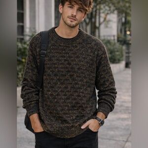 Vintage Jhane Barnes Sweater Men Large Textured Japan Wool 90s Geometric Grandpa